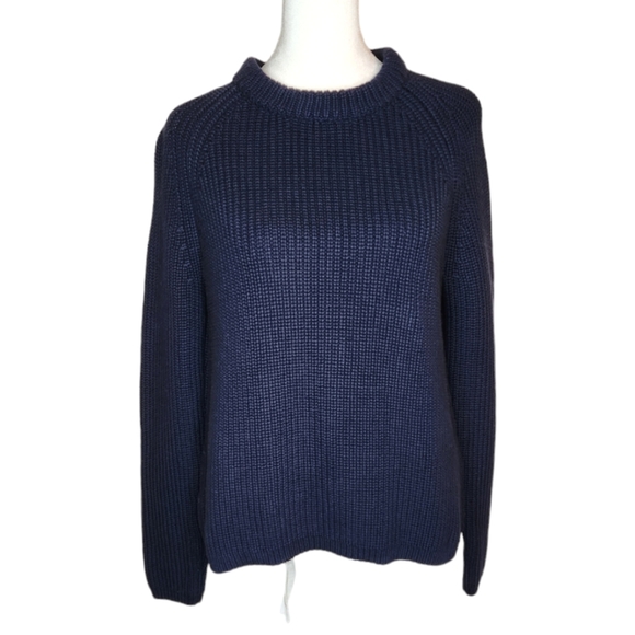 Quince Sweaters Quince Chunky Navy 0 Organic Cotton Sweater Size